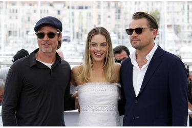 Brad Pitt, Margot Robbie et Leonardo DiCaprio au photocall du film «Once Upon A Time In Hollywood» à Cannes le 22 mai 2019