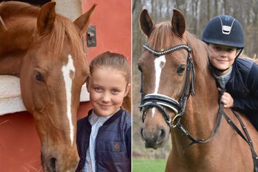 La princesse Isabella de Danemark avec son cheval Lancet. Photos diffusées pour ses 11 ans, le 21 avril 2018