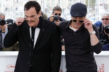 Quentin Tarantino et Brad Pitt au photocall du film «Once Upon A Time In Hollywood» à Cannes le 22 mai 2019