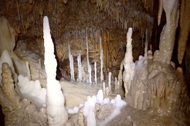 Baptisée Réseau de la Licorne, cette «grotte sépulcrale» est formée d'une succession de salles et de galeries sur un kilomètre linéaire, à une vingtaine de mètres de profondeur.