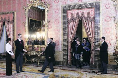 La reine Letizia et le roi Felipe VI d&#039;Espagne au Palais royal à Madrid, le 22 janvier 2019