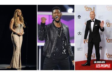<br />
Mariah Carey, Usher et Bruce Willis.
