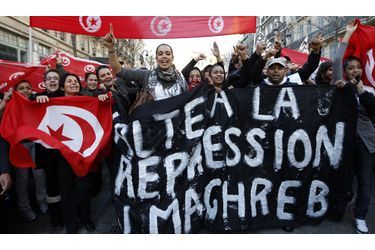 <br />
Manifestation de soutien à la révolution tunisienne à Marseille le 15 janvier 2011.
