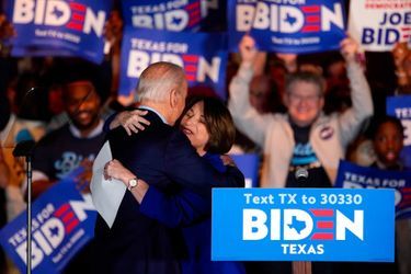 Joe Biden a reçu le soutien de Pete Buttigieg, Amy Klobuchar et Beto O&#039;Rourke à Dallas, au Texas, le 2 mars 2020.