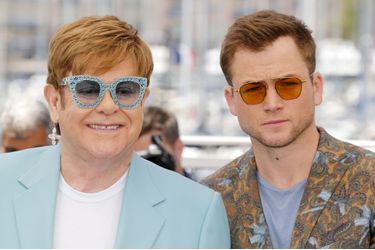 Elton John et Taron Egerton lors du photocall du film «Rocketman» le 16 mai 2019