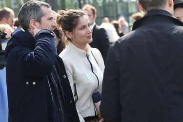 Guillaume Canet et Laetitia Casta&nbsp;à l'hommage rendu à Agnès Varda à la Cinémathèque française avant ses obsèques au cimetière du Montparnasse à Paris, le 2 avril 2019.&nbsp;