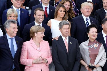 Brigitte Macron, Emmanuel Macron, Melania Trump et Donald Trump à Hambourg, le 7 juillet 2017.