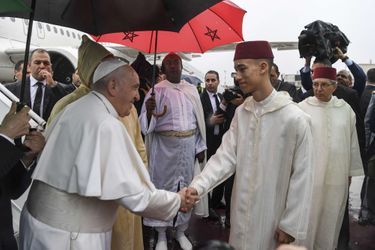 Le prince Moulay El Hassan du Maroc avec le pape François à Rabat, le 30 mars 2019