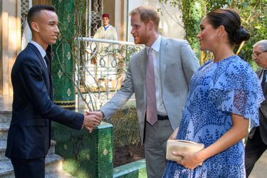 Le prince Moulay El Hassan du Maroc avec le prince Harry et Meghan Markle à Rabat, le 25 février 2019