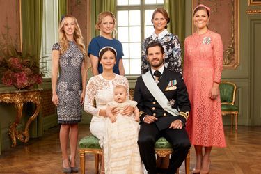 Le prince Alexander de Suède avec ses parents et ses tantes, le 9 septembre 2016