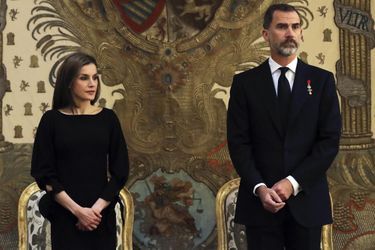 La reine Letizia et le roi Felipe VI d'Espagne à Madrid, le 11 mai 2017