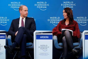 Le prince William avec la Première ministre néo-zélandaise, à Davos le 23 janvier 2019