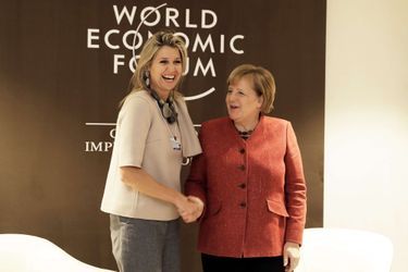 La reine Maxima des Pays-Bas avec Angela Merkel à Davos, le 23 janvier 2019