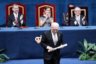 Martin Scorsese avec la reine Letizia et le roi Felipe VI d'Espagne à Oviedo, le 19 octobre 2018
