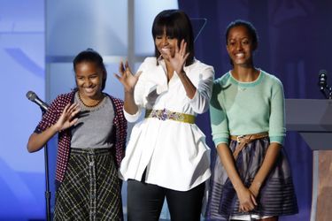Michelle Obama avec ses filles Malia et Sasha, en janvier 2013.