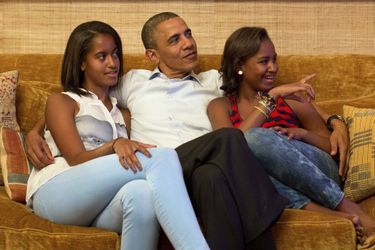Barack Obama avec ses filles Malia et Sasha, en septembre 2012.