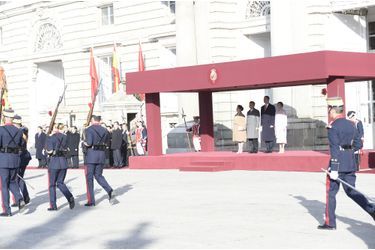 La reine Letizia et le roi Felipe VI d'Espagne avec le couple présidentiel chinois à Madrid, le 28 novembre 2018
