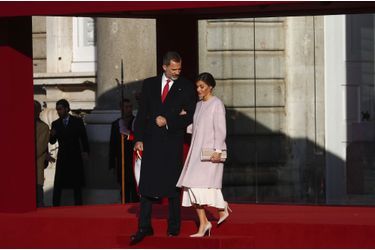 La reine Letizia et le roi Felipe VI d'Espagne à Madrid, le 28 novembre 2018