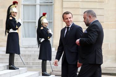Le roi du Maroc Mohammed VI reçu par Emmanuel Macron à l'Elysée