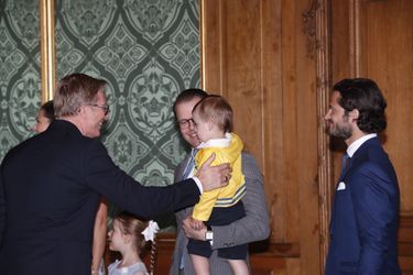 Les princes Daniel, Oscar et Carl Philip de Suède, le 21 mai 2018 à Stockholm