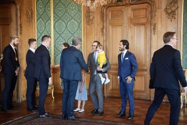 Les princesses Victoria et Estelle et les princes Daniel, Carl Philip et Oscar de Suède au Palais royal à Stockholm, le 21 mai 2018