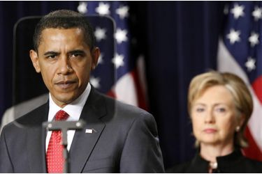 Barack Obama, en fonction depuis deux mois, et Hillary Clinton en mars 2009