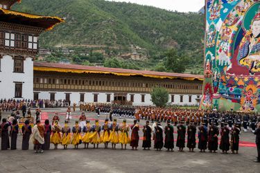 Cérémonie d'accueil de la reine Silvia et du roi Carl XVI Gustaf de Suède à Thimphu, le 8 juin 2016