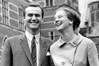 Henri de Laborde de Monpezat avec la princesse Margrethe II de Danemark, pour leurs fiançailles, le 5 octobre 1966