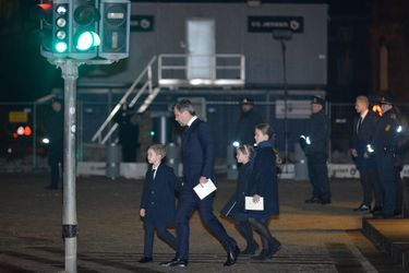 Le prince Frederik de Danemark avec le prince Vincent et les princesses Isabella et Josephine à Copenhague, le 16 février 2018