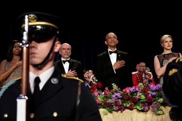 Michelle Obama, Jerry Seib, Barack Obama et Carol Lee au dîner des Correspondants à la Maison Blanche, le 30 avril 2016 à Washington.