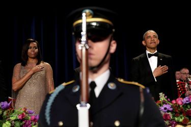 Michelle et Barack Obama au dîner des Correspondants à la Maison Blanche, le 30 avril 2016 à Washington.