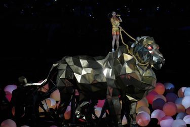 Katy Perry sur un tigre géant en 2015