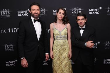 Charlotte Casiraghi avec Hugh Jackman et Jérôme Lambert au dîner de gala Montblanc à New York, le 5 avril 2016