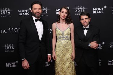 Charlotte Casiraghi avec Hugh Jackman et Jérôme Lambert au dîner de gala Montblanc à New York, le 5 avril 2016