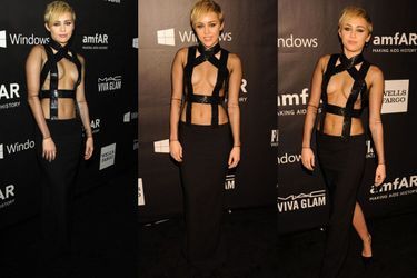 La chanteuse Miley Cyrus en Tom Ford lors du gala de l'amfAR à Los Angeles, le 29 octobre 2014