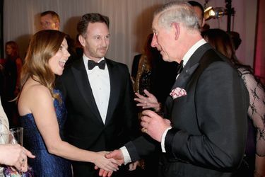 Le prince Charles avec Geri Halliwell et Christian Horner à Londres, le 4 février 2016