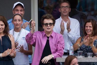 Billie Jean King dans les tribunes du stade qui porte son nom lors de l'US Open mercredi dernier.  