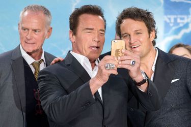 Alan Taylor, Arnold Schwarzenegger et Jason Clarke à Berlin le 21 juin 2015