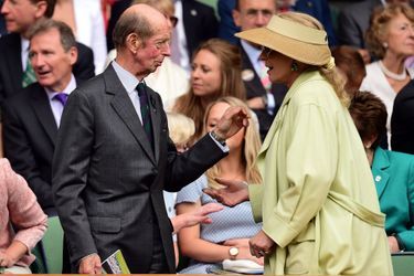 Le duc Edward de Kent et la princesse Marie-Christine de Kent à Wimbledon, le 8 juillet 2015