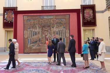 La reine Letizia et le roi Felipe VI d'Espagne au palais du Pardo à Madrid, le 16 juin 2015