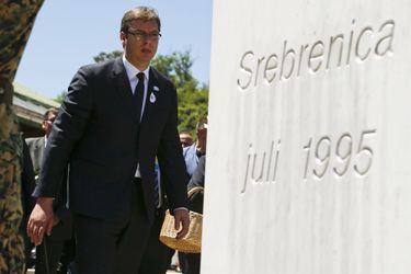 Le Premier ministre serbe Aleksandar Vucic à Srebrenica