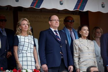 Albert de Monaco avec Camilla de Bourbon des Deux Siciles et Elisabeth-Anne de Massy au Masters 1000 de Monte-Carlo, le 19 avril 2015