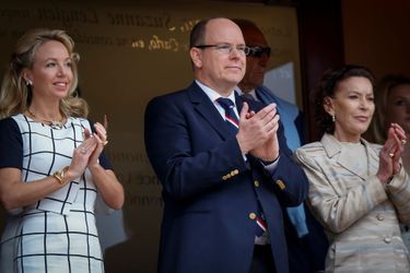Albert de Monaco avec Camilla de Bourbon des Deux Siciles et Elisabeth-Anne de Massy au Masters 1000 de Monte-Carlo, le 19 avril 2015