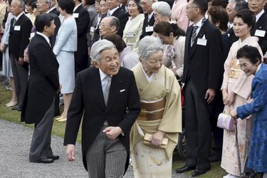 L’empereur Akihito et l’impératrice Michiko du Japon à Tokyo, le 21 avril 2015