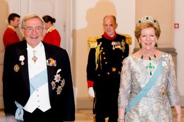 L'ex-roi Constantin II de Grèce et sa femme Anne-Marie de Danemark à Copenhague, le 15 avril 2015