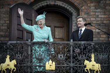 La reine Margrethe II de Danemark avec le maire de Copenhague, le 16 avril 2015