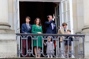 Le prince Joachim et la princesse Marie de Danemark avec leurs enfants et les fils aînés de de Joachim à Copenhague, le 16 avril 2015