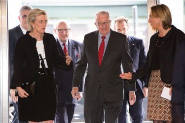 L&#039;ex-roi Albert II et la princesse Astrid de Belgique à Bruxelles, le 2 avril 2015