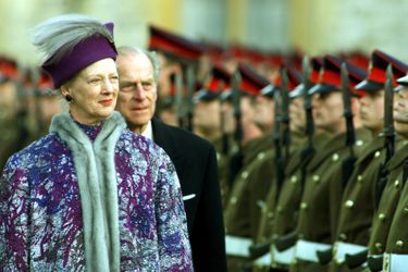 La reine Margrethe II de Danemark avec le Duc d&#039;Edimbourg Philip Mountbatten, le 16 février 2000