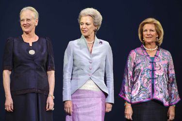 La reine Margrethe II de Danemark avec ses soeurs Benedikte et Anne-Marie, le 18 septembre 2009